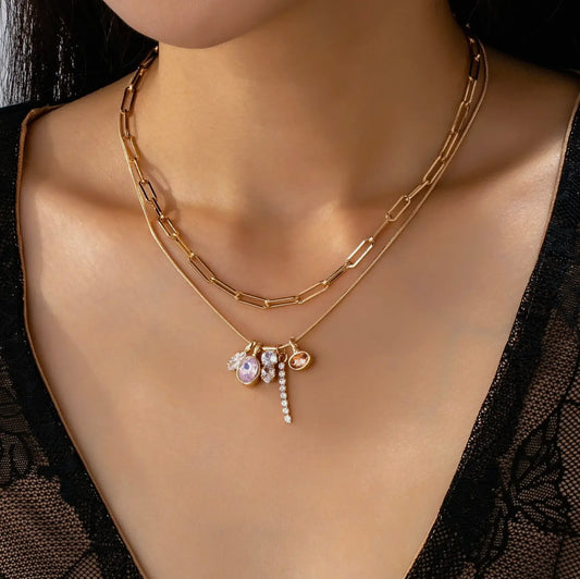 Crystal Cluster Charm Necklace