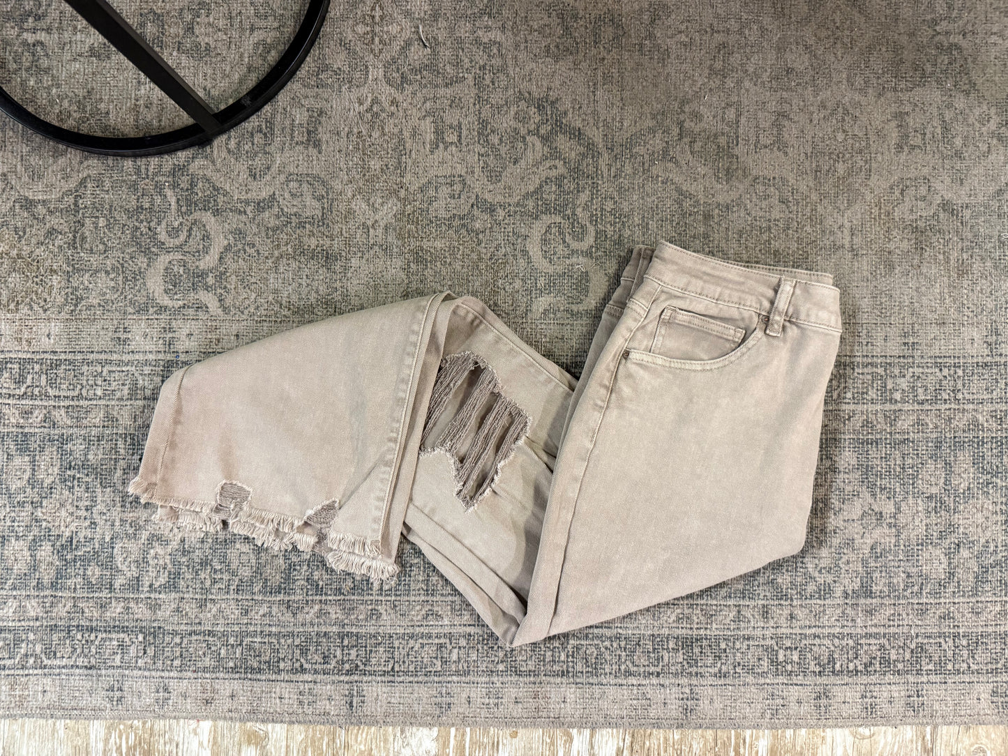 Khaki Distressed Denim