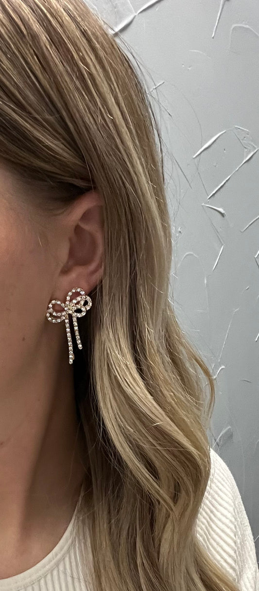 Gold Sparkle Bow Earrings