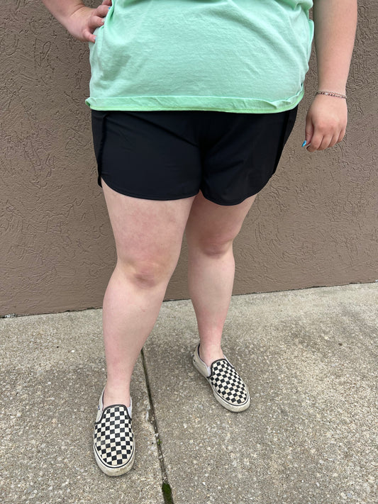Plus Black Athletic Shorts