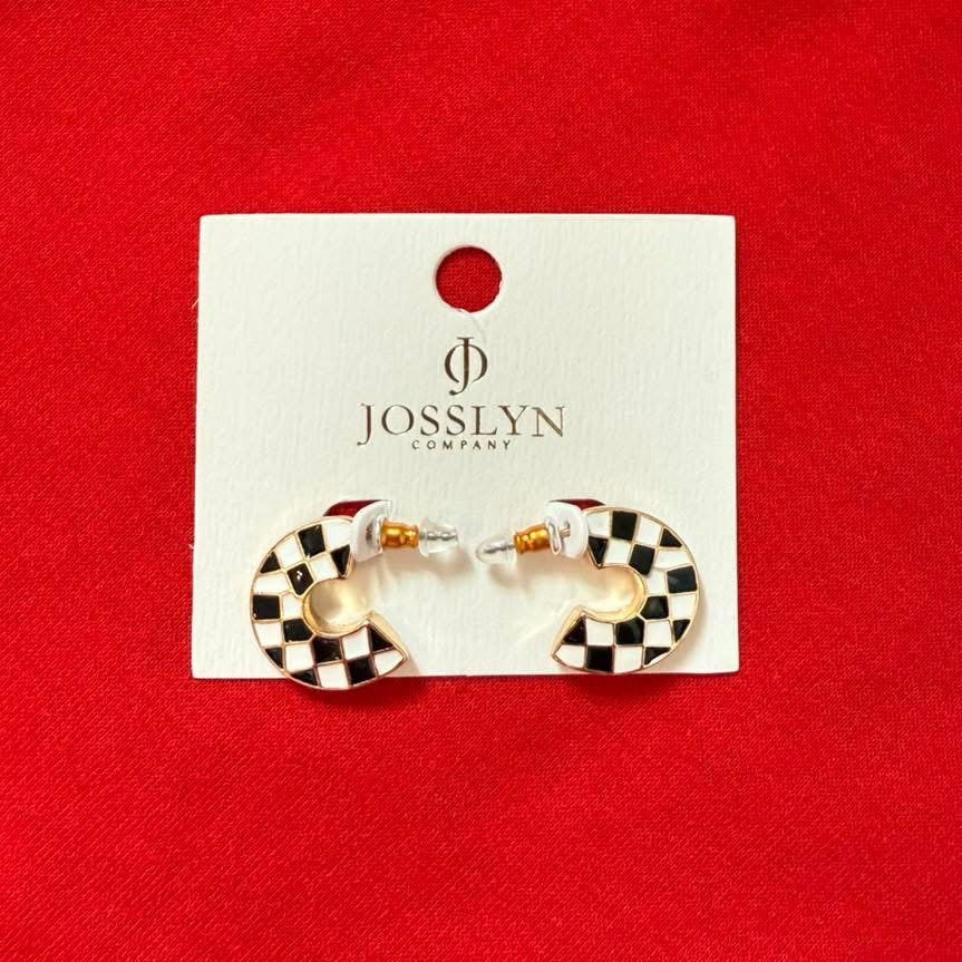 Checkered Hoop Earrings