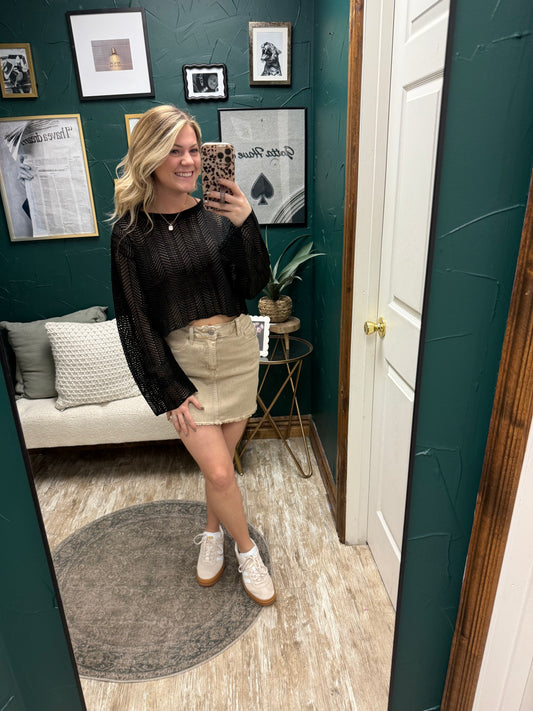 Black Knit Cropped Sweater