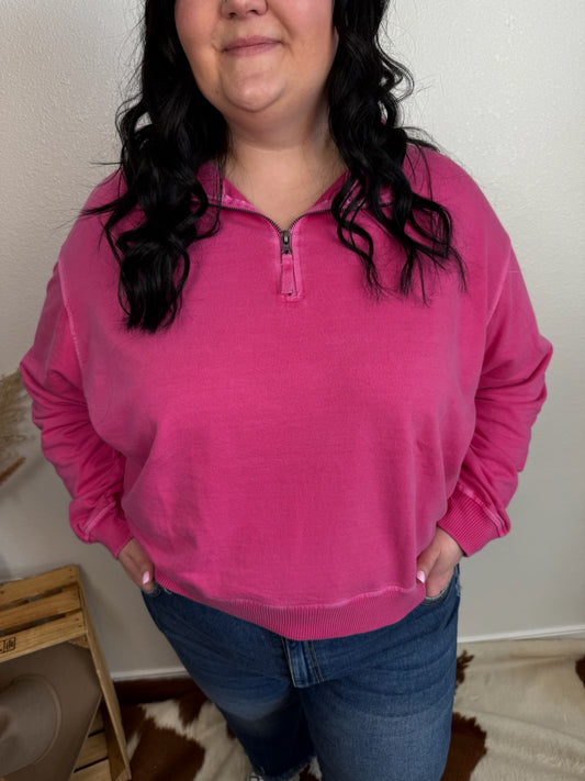 Plus Hot Pink 1/2 Zip Pullover
