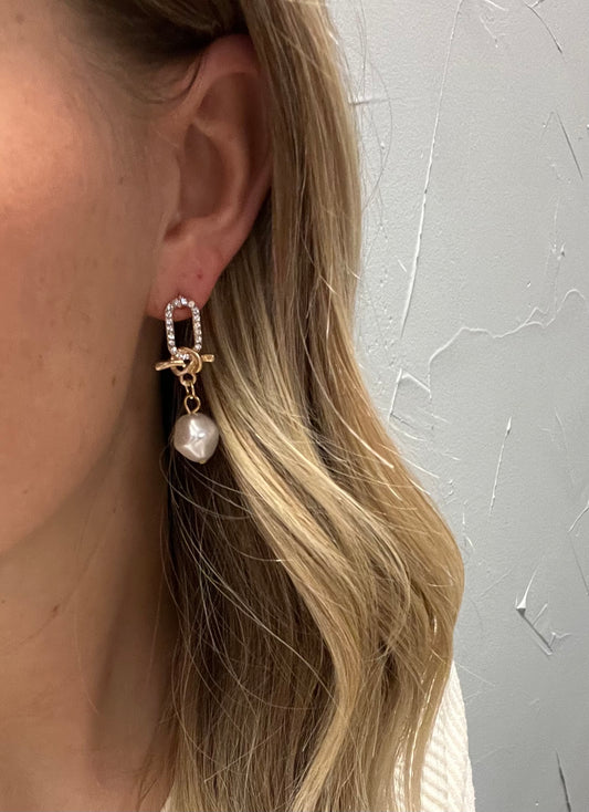 Gold Pearl Drop Earrings