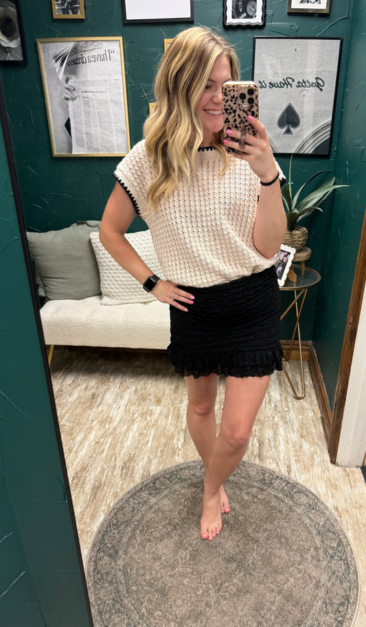 Black Ruched Mini Skirt