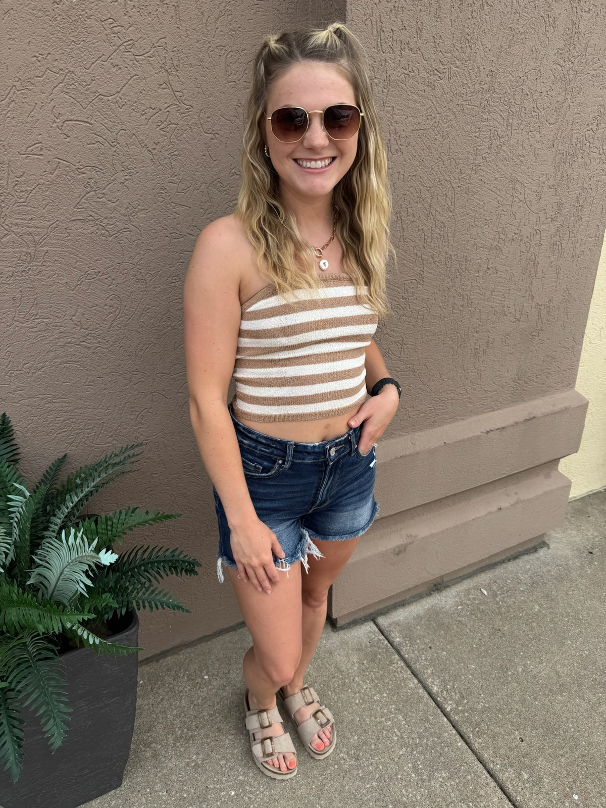 Khaki Knit Tube Top