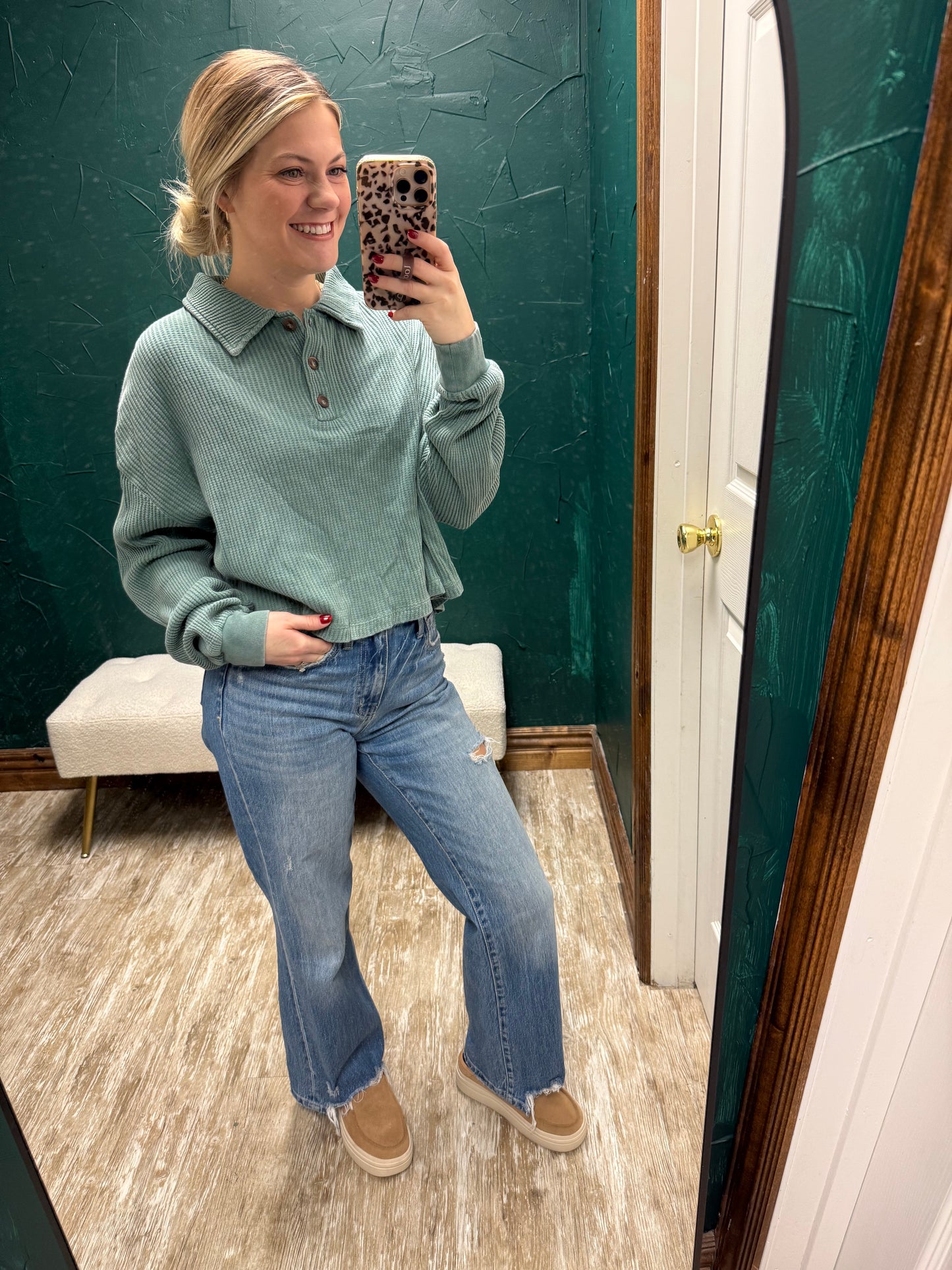 Hunter waffle knit henley