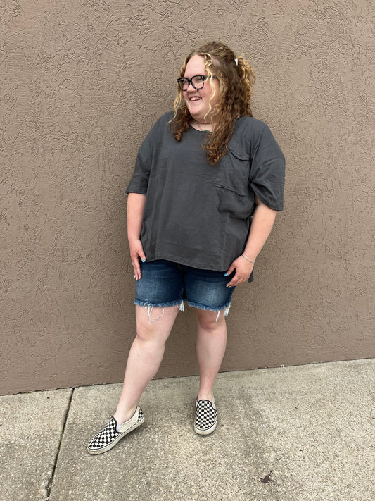 Plus Oversized Grey Pocket Tee