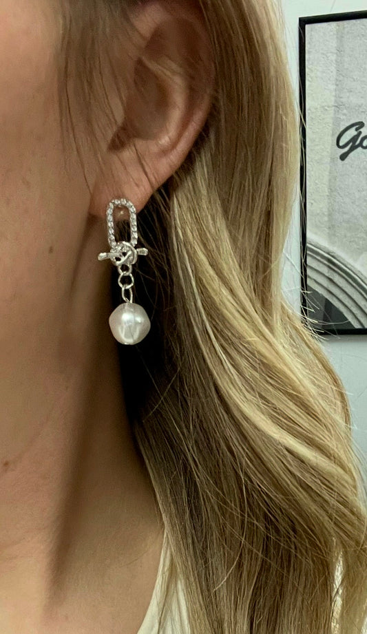 Silver Pearl Drop Earrings