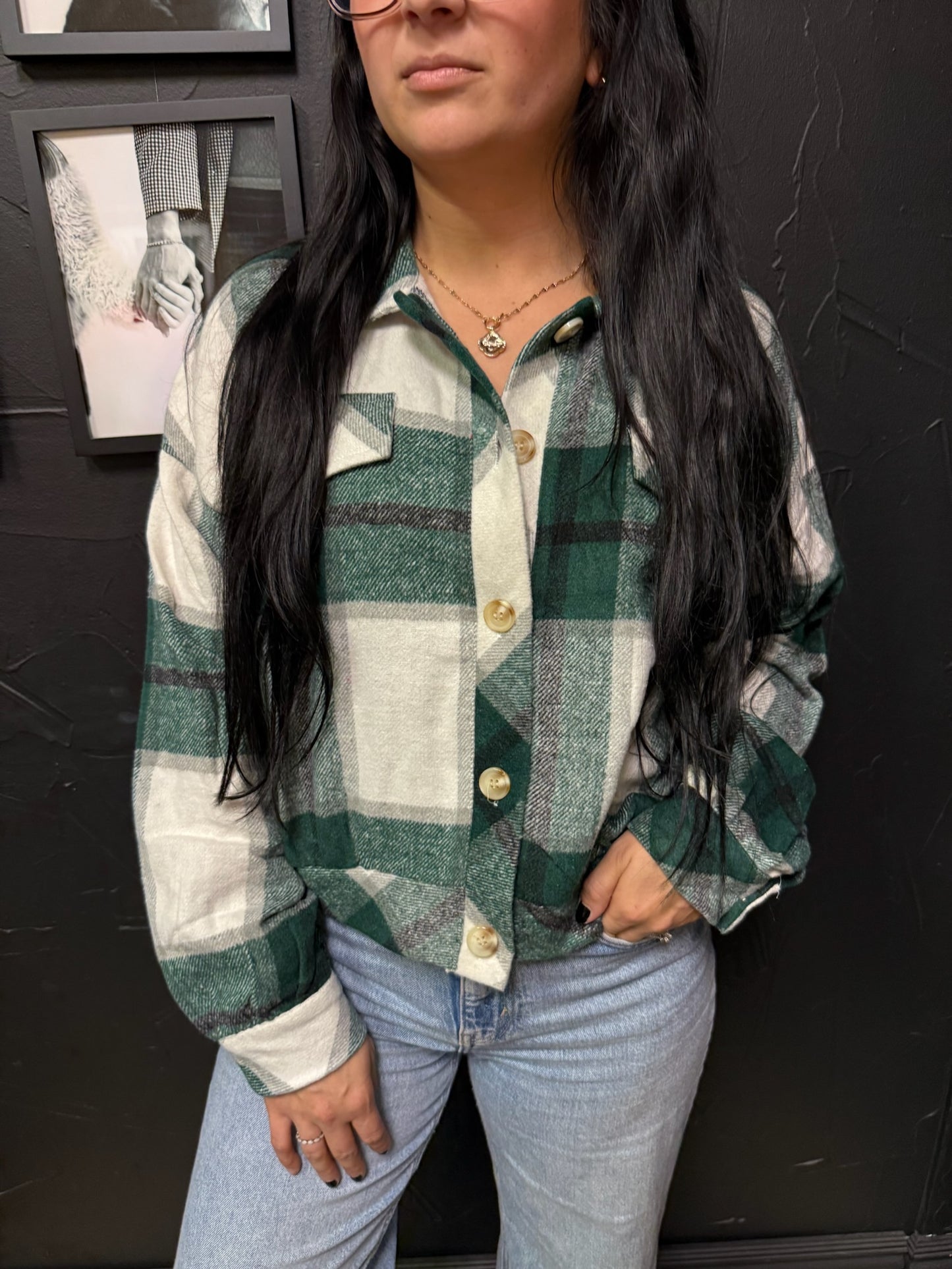 Green Plaid Wool Jacket