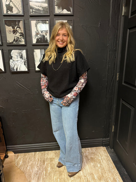 Black Mock Neck Sleeveless Sweater