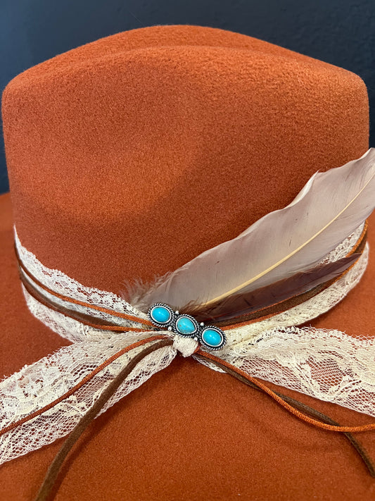 Boho Rust Fedora Hat