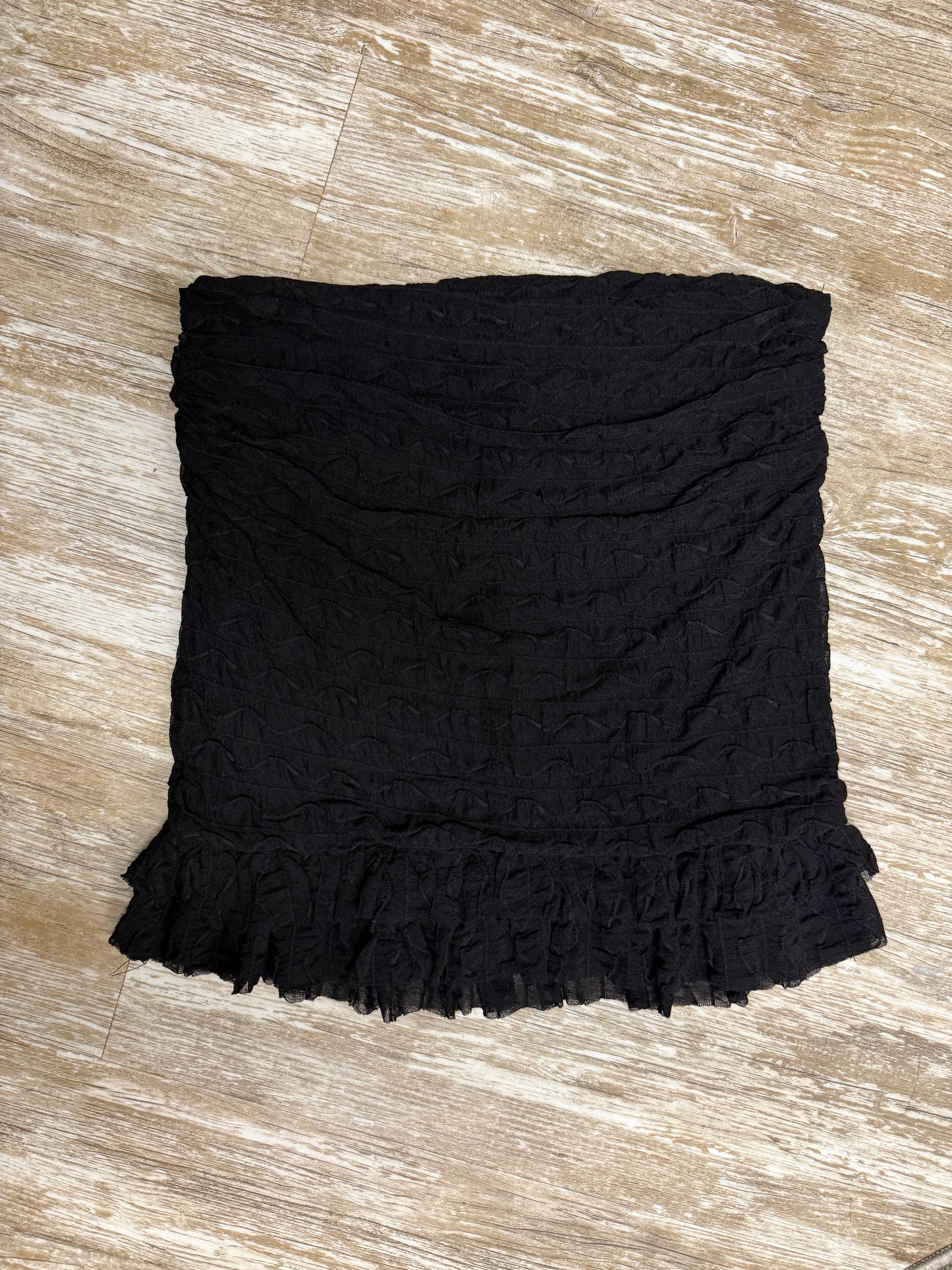Black Ruched Mini Skirt