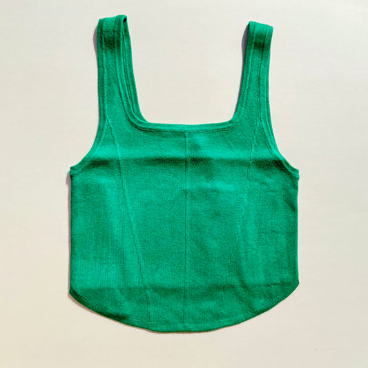 Green Square Neck Knit Tank