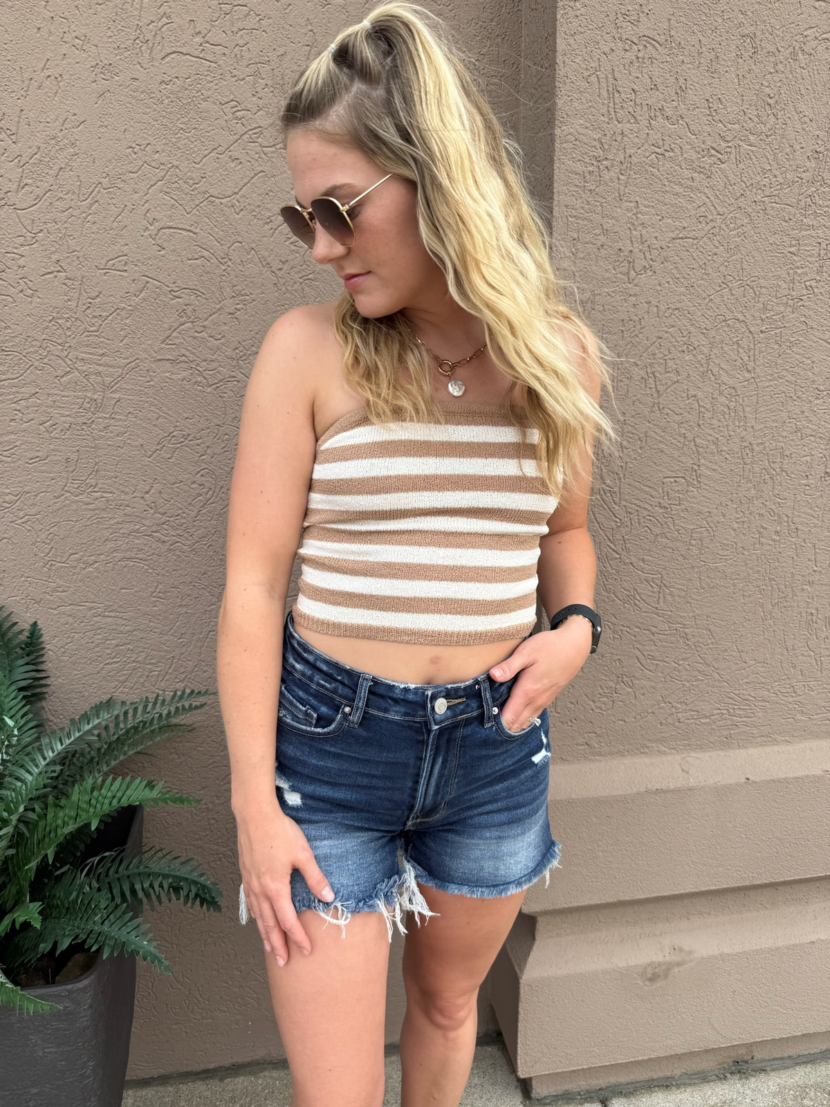 Khaki Knit Tube Top