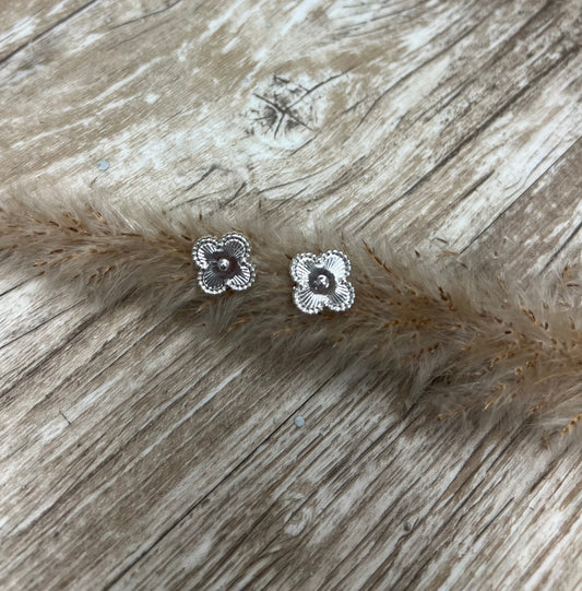 Silver Clover Studs