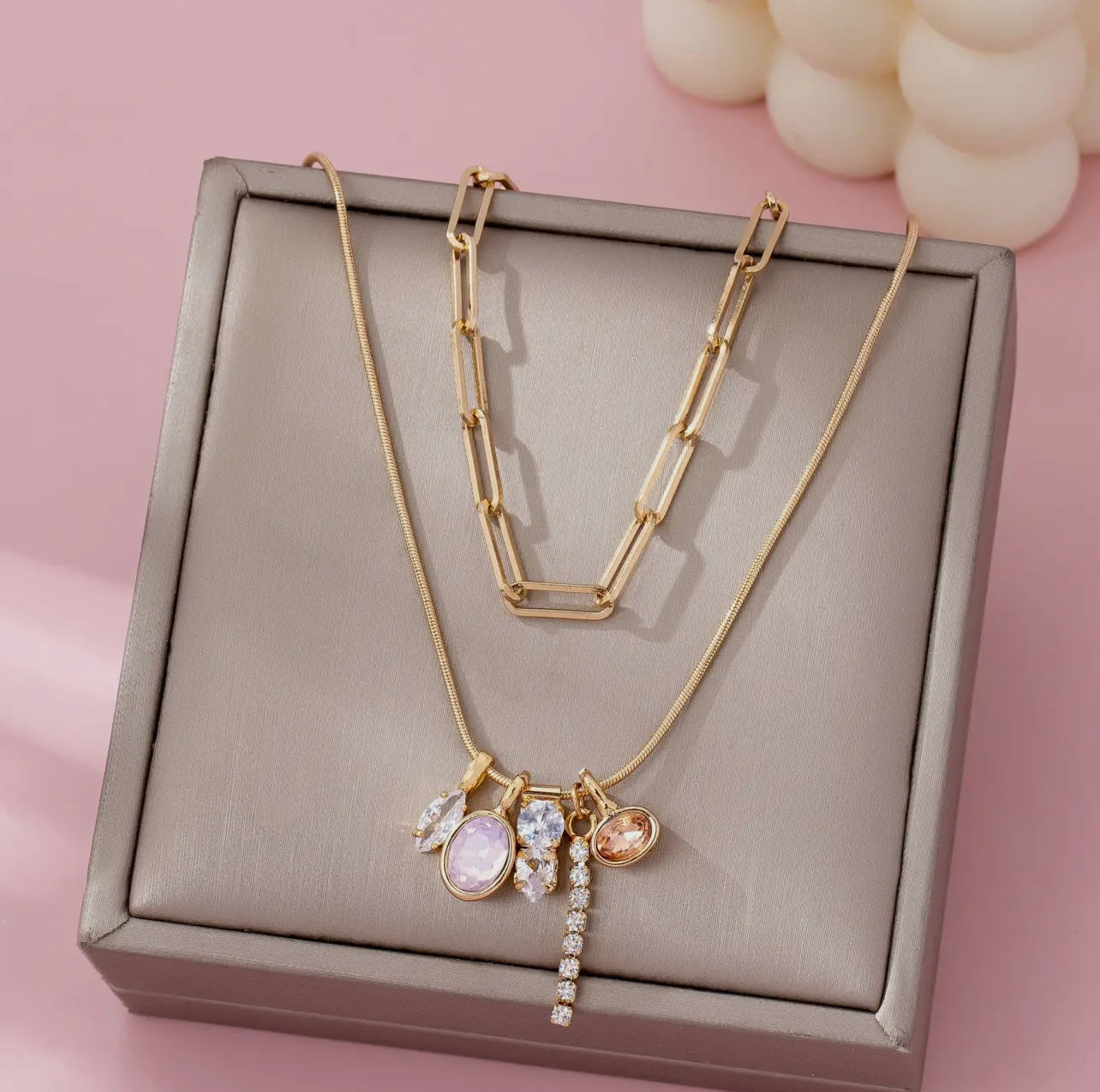 Crystal Cluster Charm Necklace