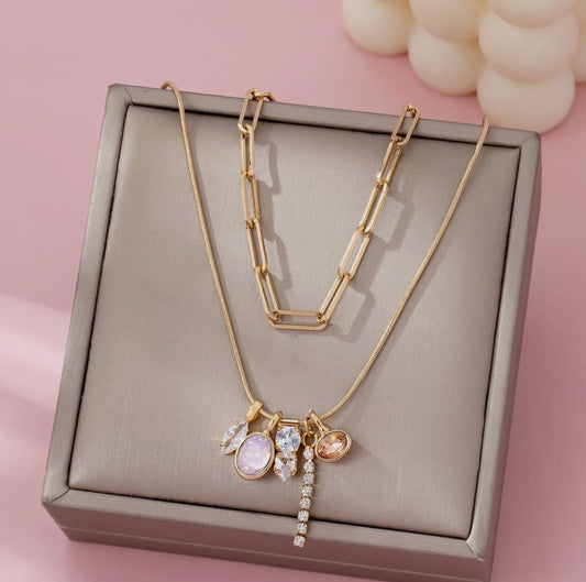 Crystal Cluster Charm Necklace