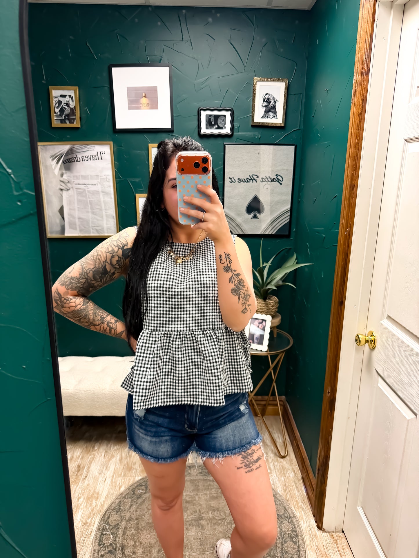 Black Gingham Tank
