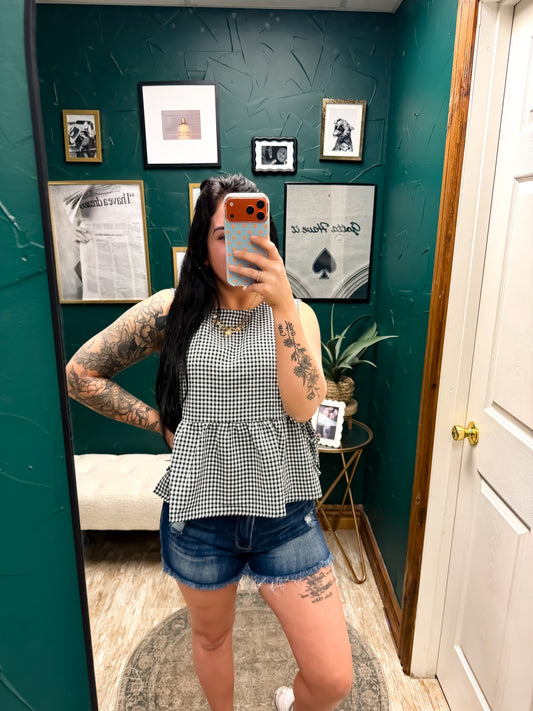 Black Gingham Tank