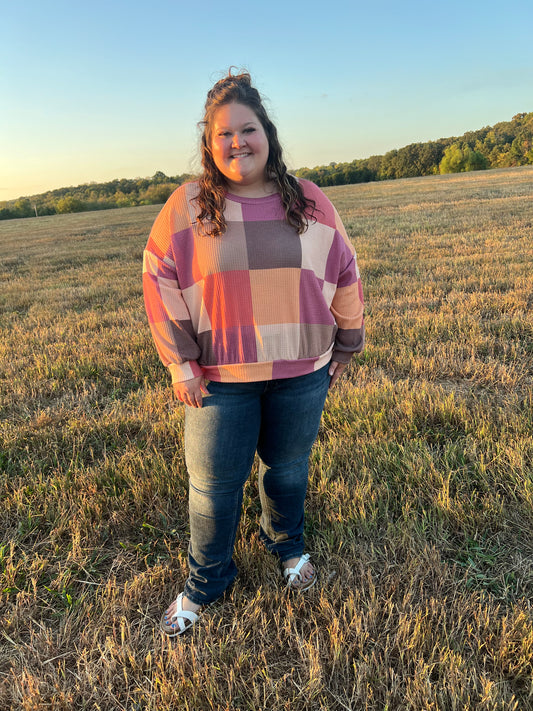 Plus Color Block Long Sleeve