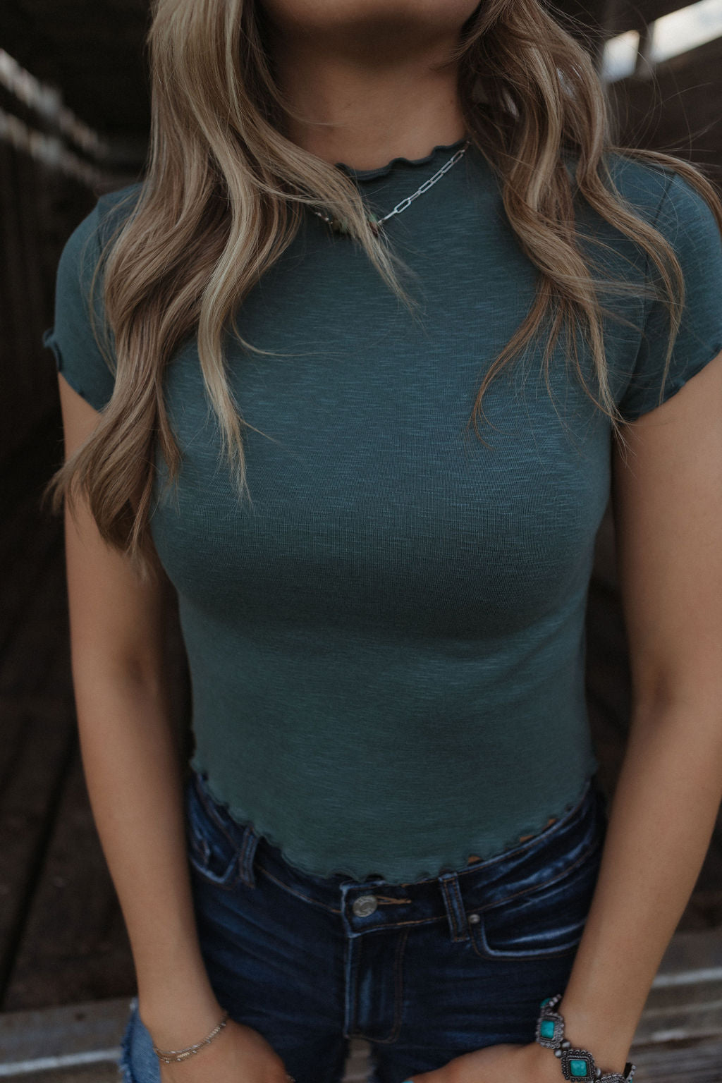 Jade Ruffle Hem Top
