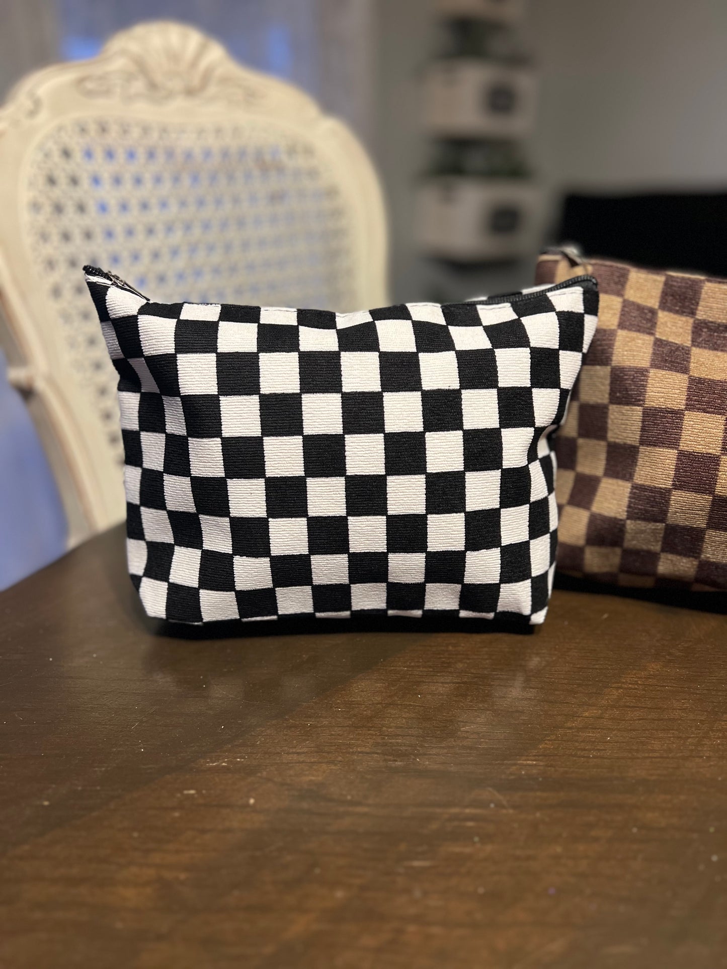 Checkered Cosmetic Bags