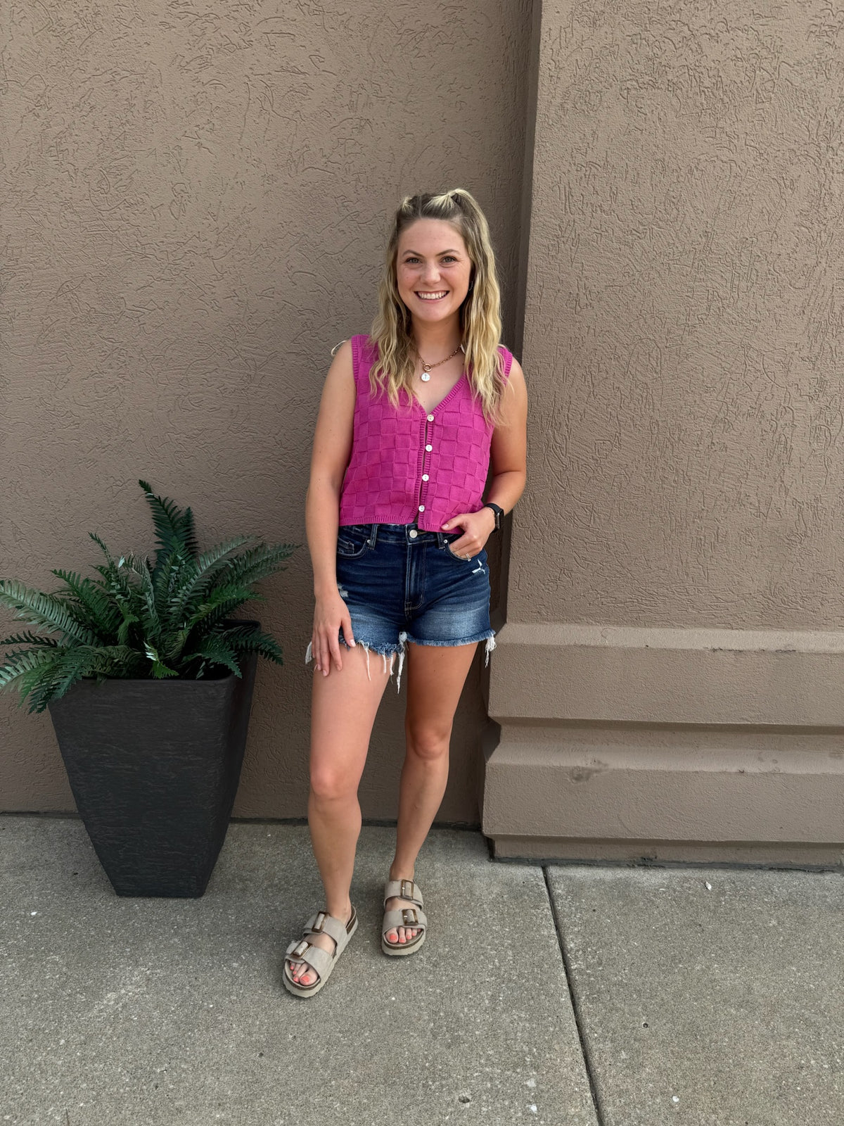 Pink Woven Vest