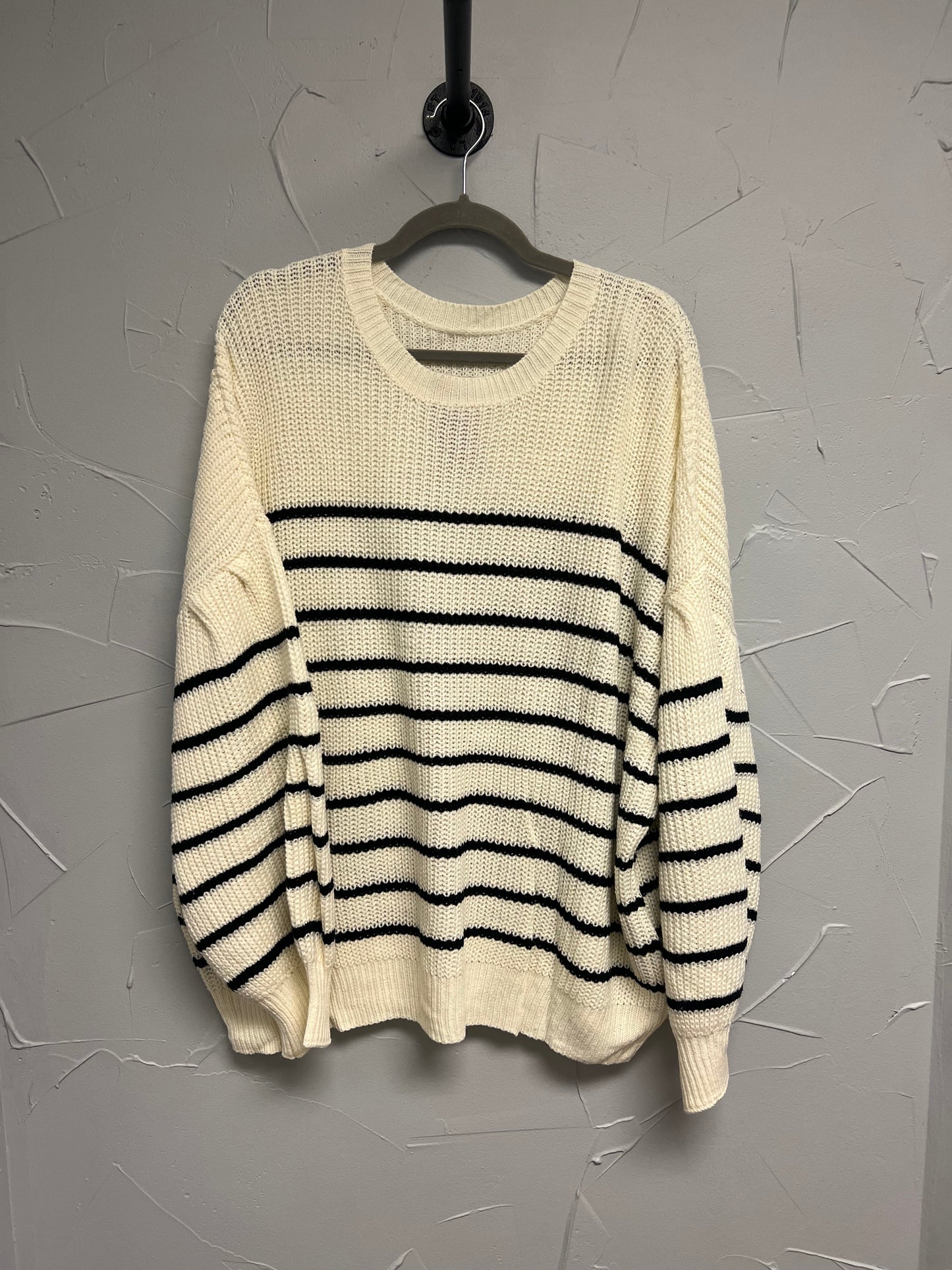Plus Cream & White Striped Sweater