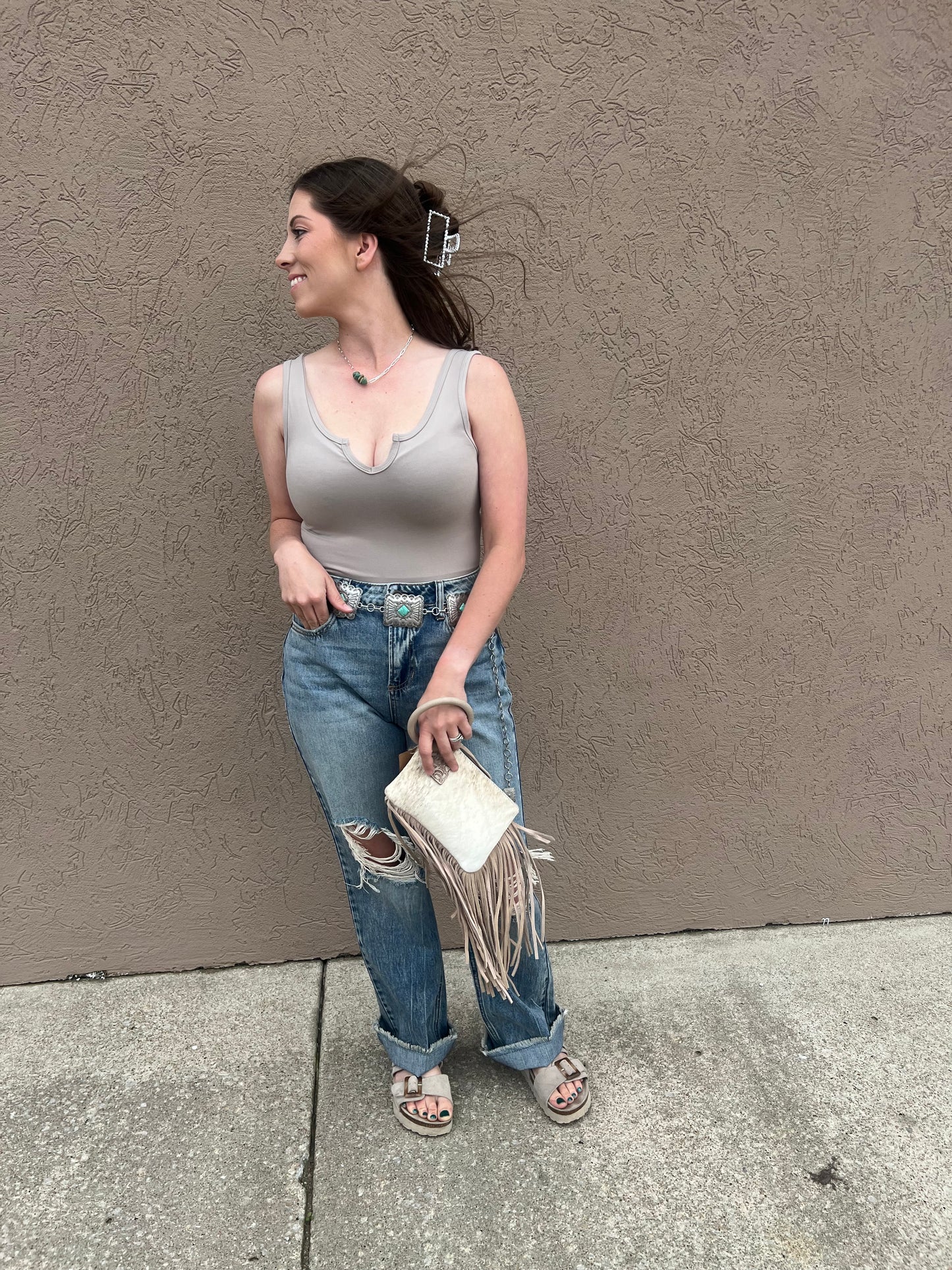 Mocha Split Neck Bodysuit