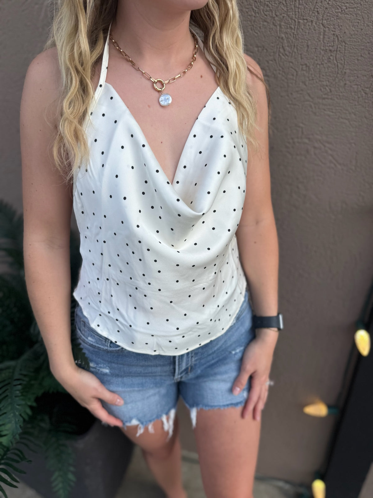 Polka dot halter top