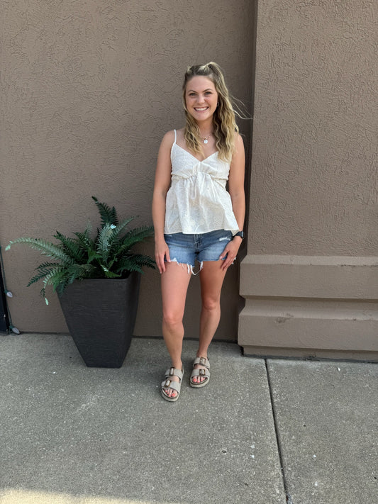 Ivory Embroidered Tank Top