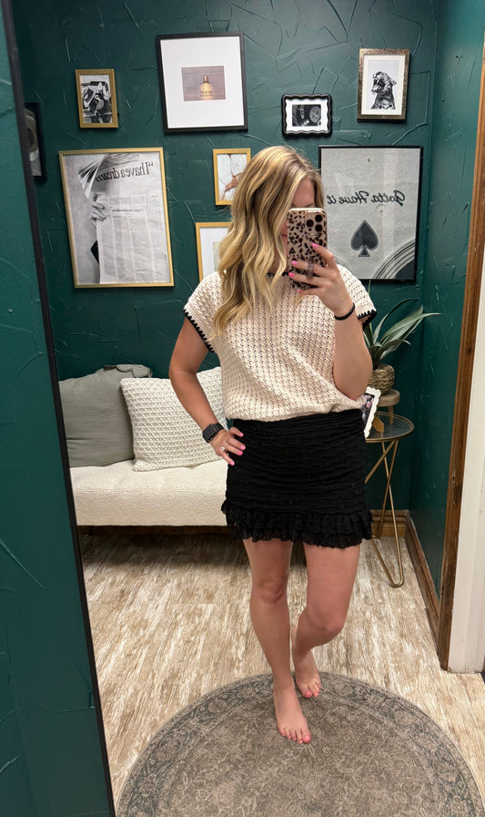 Black Ruched Mini Skirt