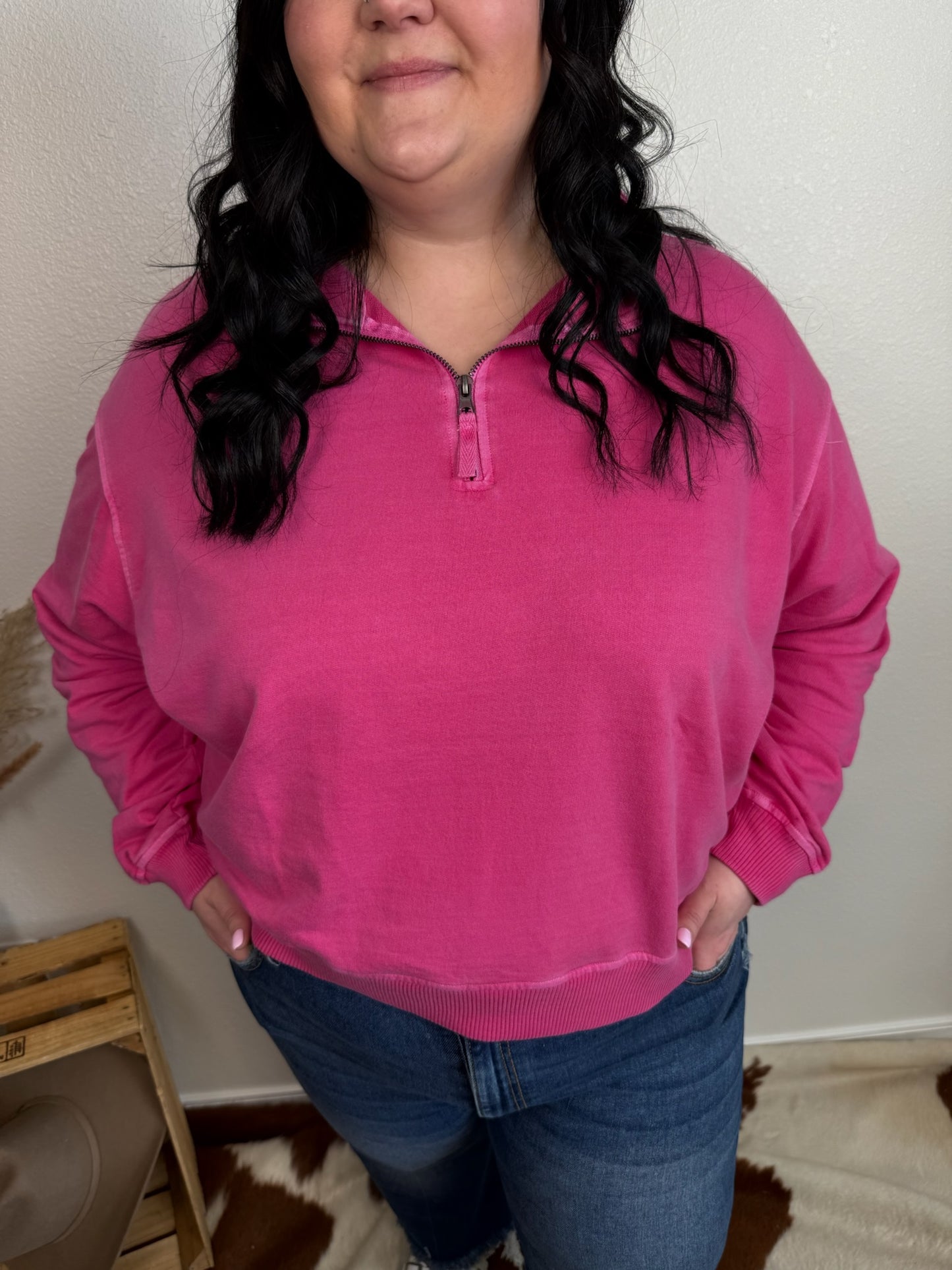 Plus Hot Pink 1/2 Zip Pullover