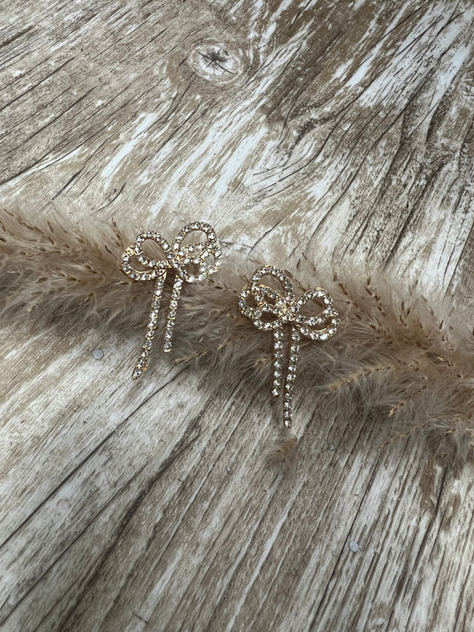 Gold Sparkle Bow Earrings