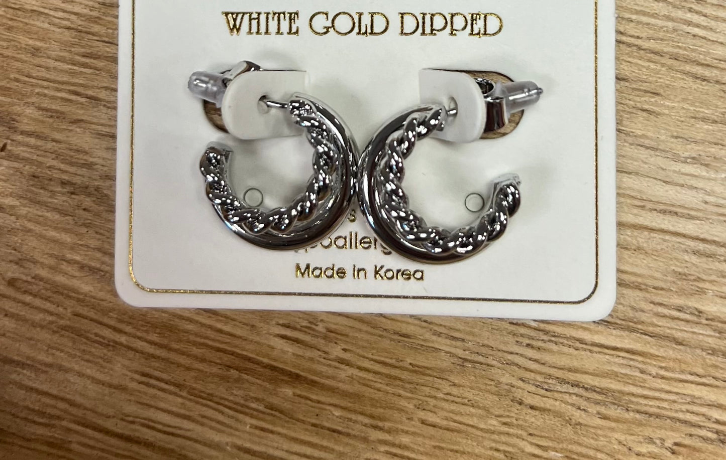 White Gold Dipped Silver Hoops