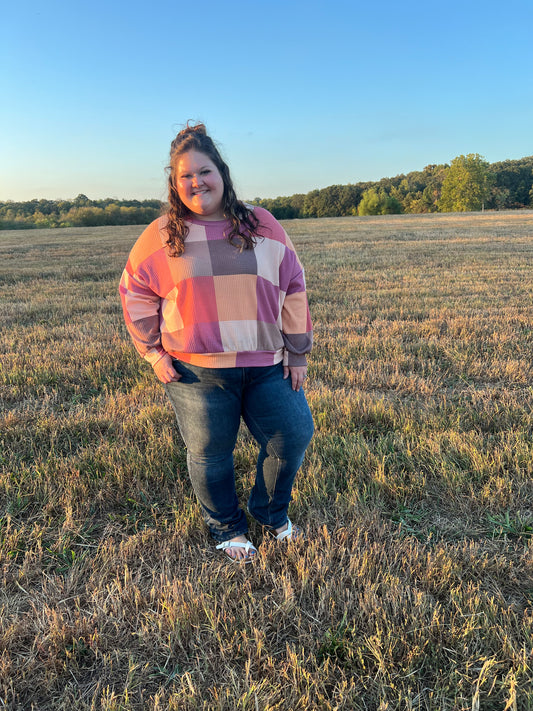 Plus Color Block Long Sleeve