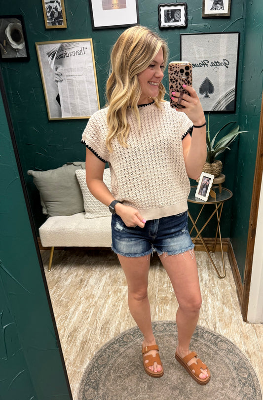 Contrast Knit Top
