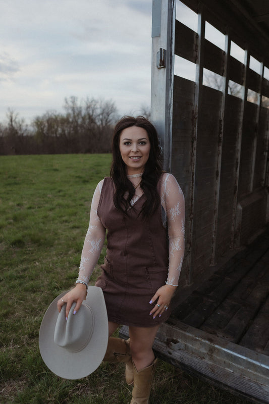 Brown Overall Dress