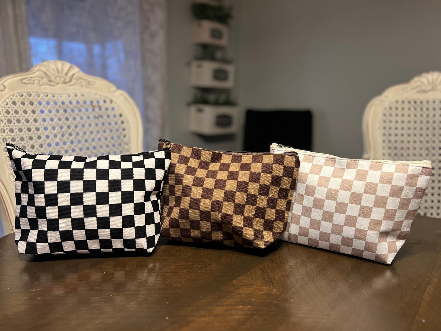 Checkered Cosmetic Bags
