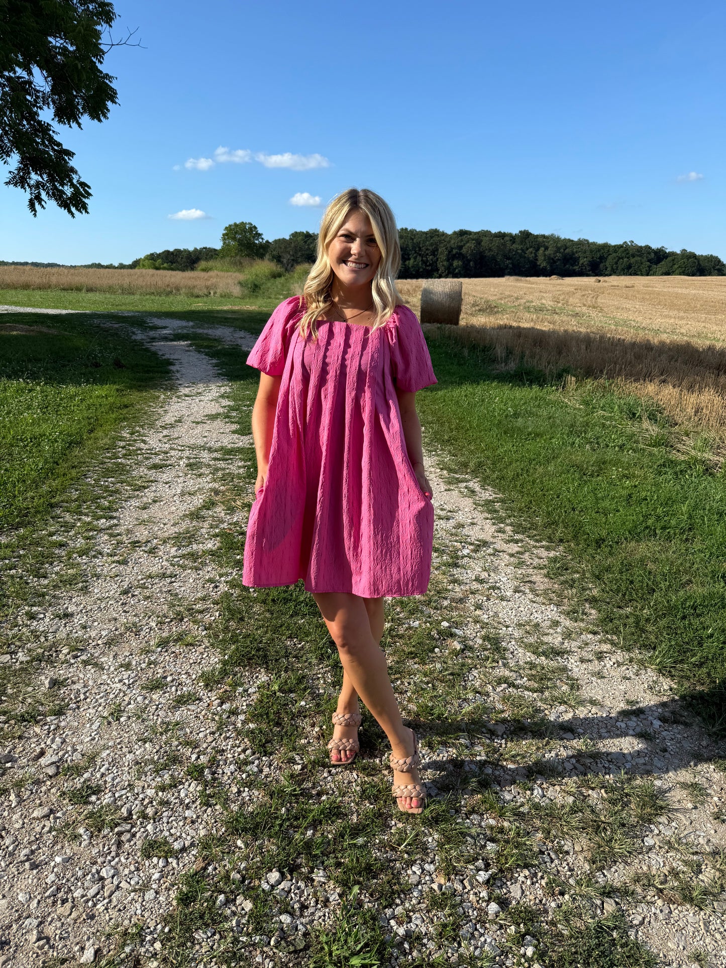 Pink Puff Sleeve Dress