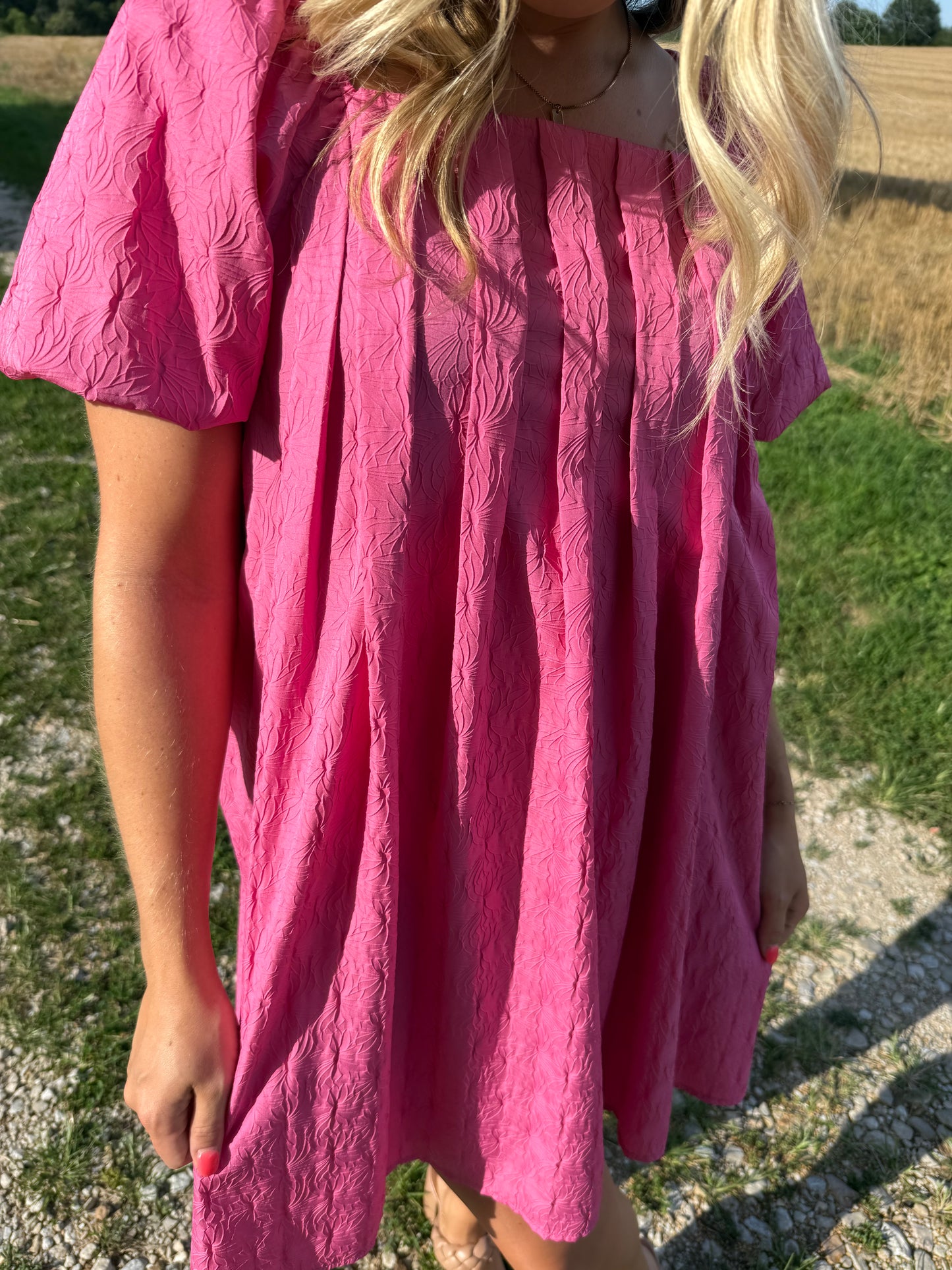 Pink Puff Sleeve Dress
