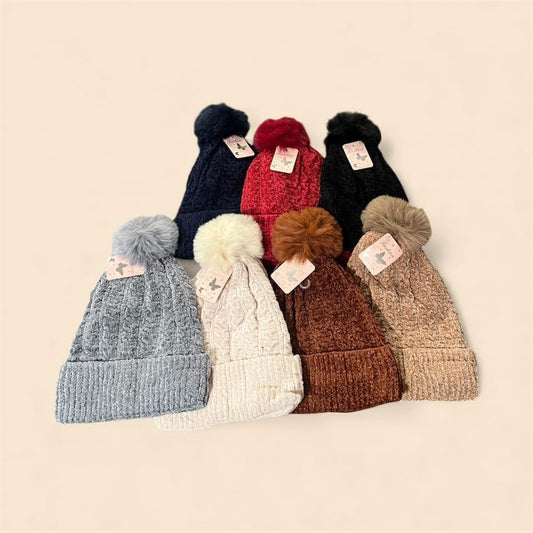 Chenille Pom Beanie