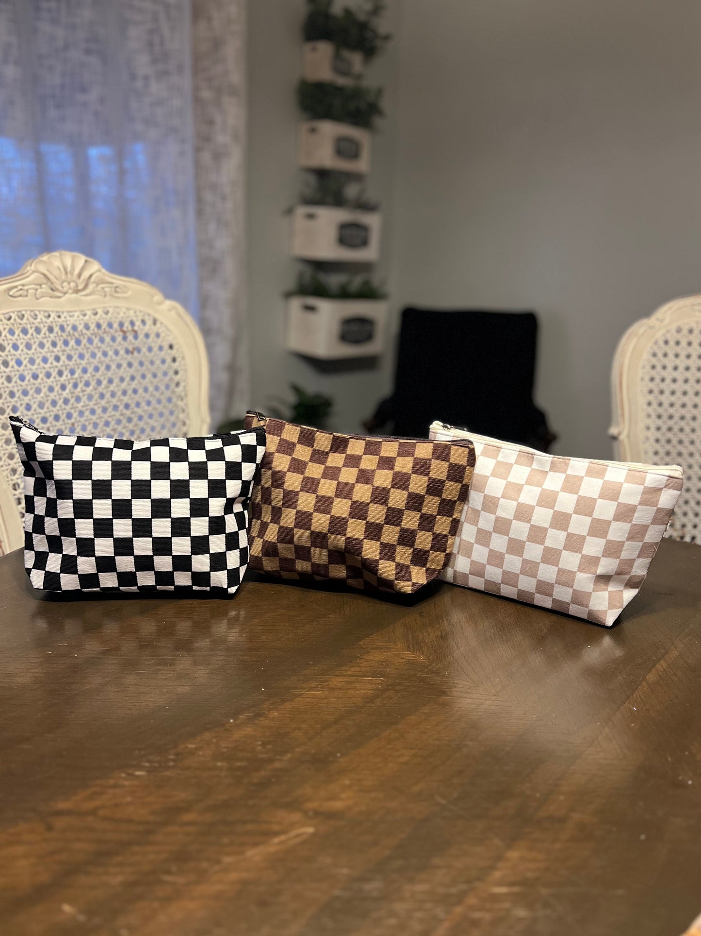 Checkered Cosmetic Bags