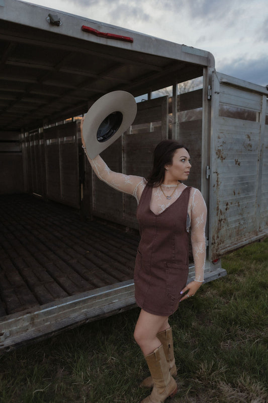 Brown Overall Dress