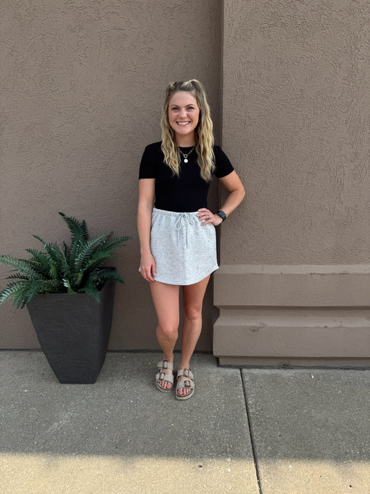 Grey Embellished Mini Skirt