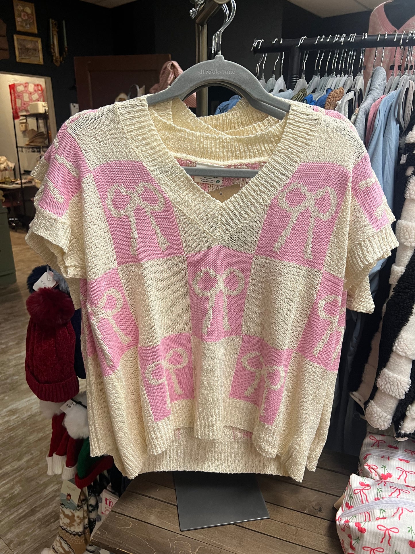 Blush Bow Sweater Vest