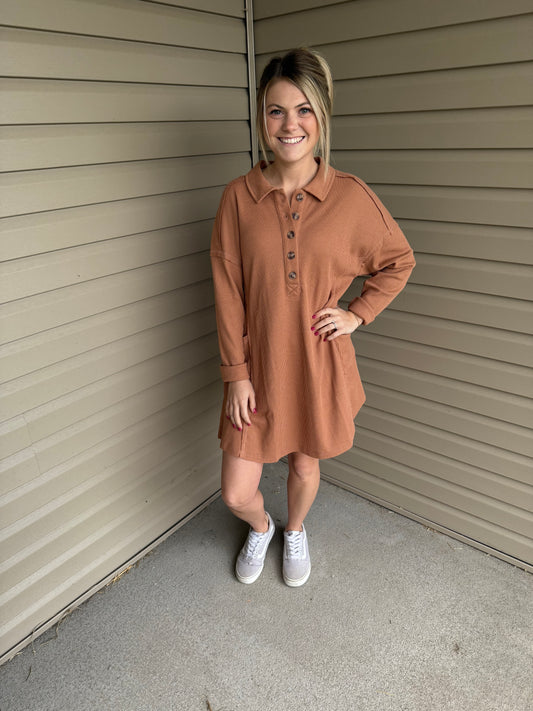 Henley Waffle Knit Dress