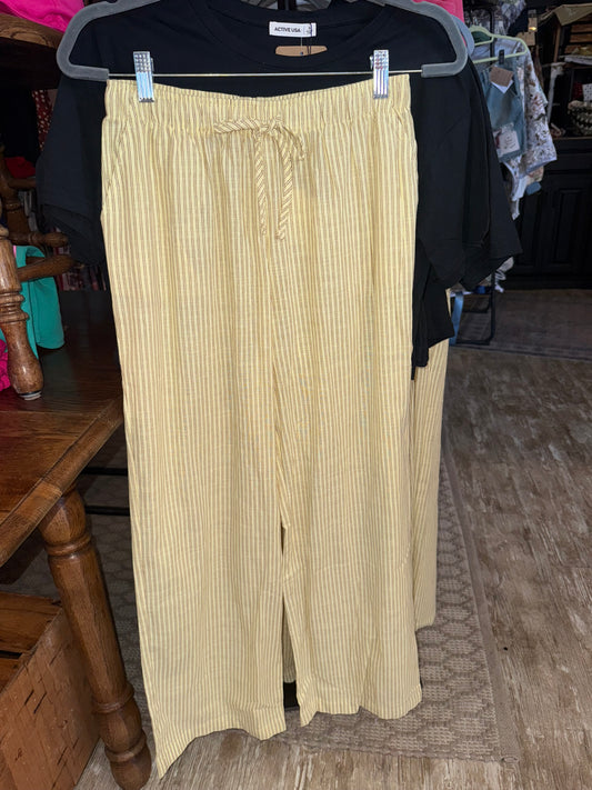 Yellow striped linen pants