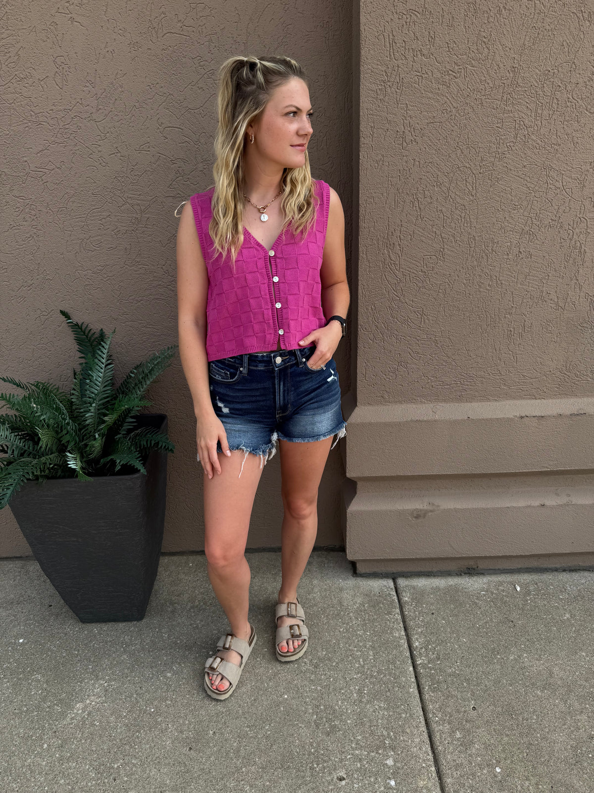 Pink Woven Vest